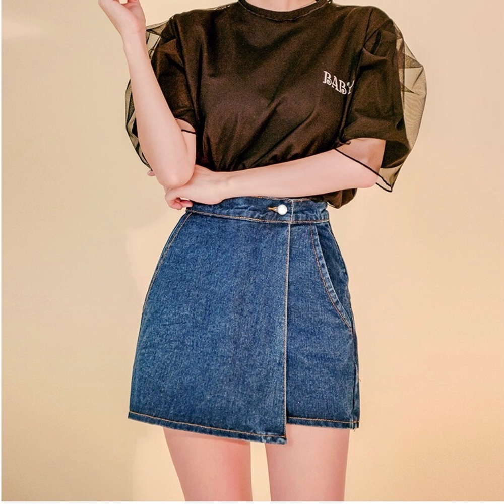 CHUU Denim Blue Skirt Short